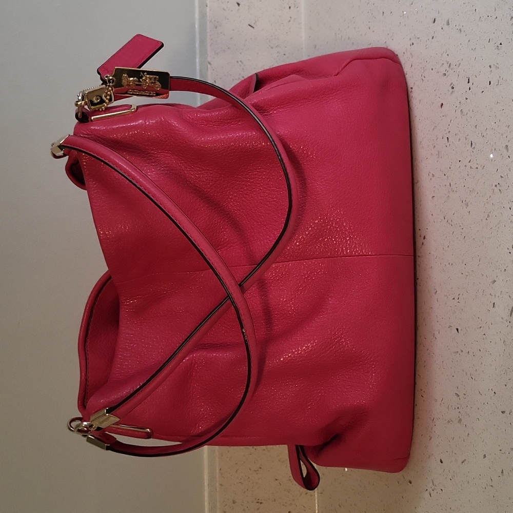Pink Leather Coach Shoulder Bag